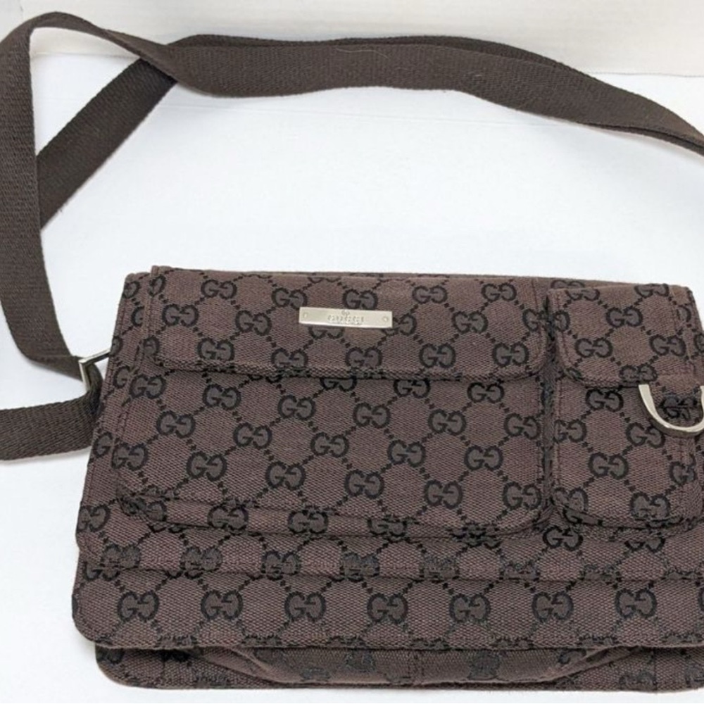 Vintage Gucci GG Crossbody Beige and Black Monogram Bag